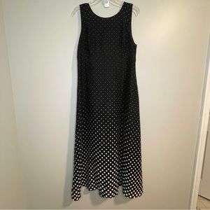 Donna Rico Black White Polka Dot Midi Dress Made in USA Size 14